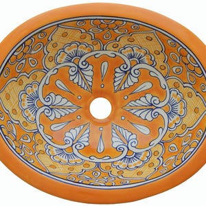 21” X 17” Talavera Mexican Sink Hand Painted Drop-In Folk Art Bathroom Ceramic Sink Handmade #066