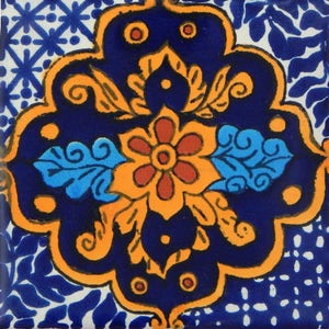 Talavera Mexican Hand Painted Tile Folk Art Sample Tile 4x4 C217