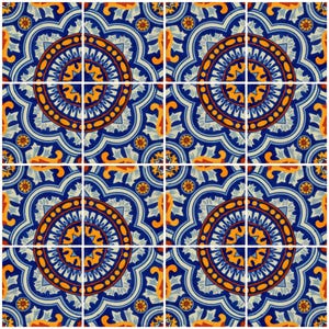 16 Handmade Mexican Talavera Tiles – 4x4” Ceramic Tiles – Vibrant & Hand-Painted # W168