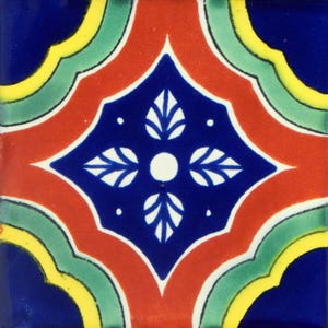 Talavera Mexican Hand Painted Tile Folk Art Sample Tile 4x4 C041