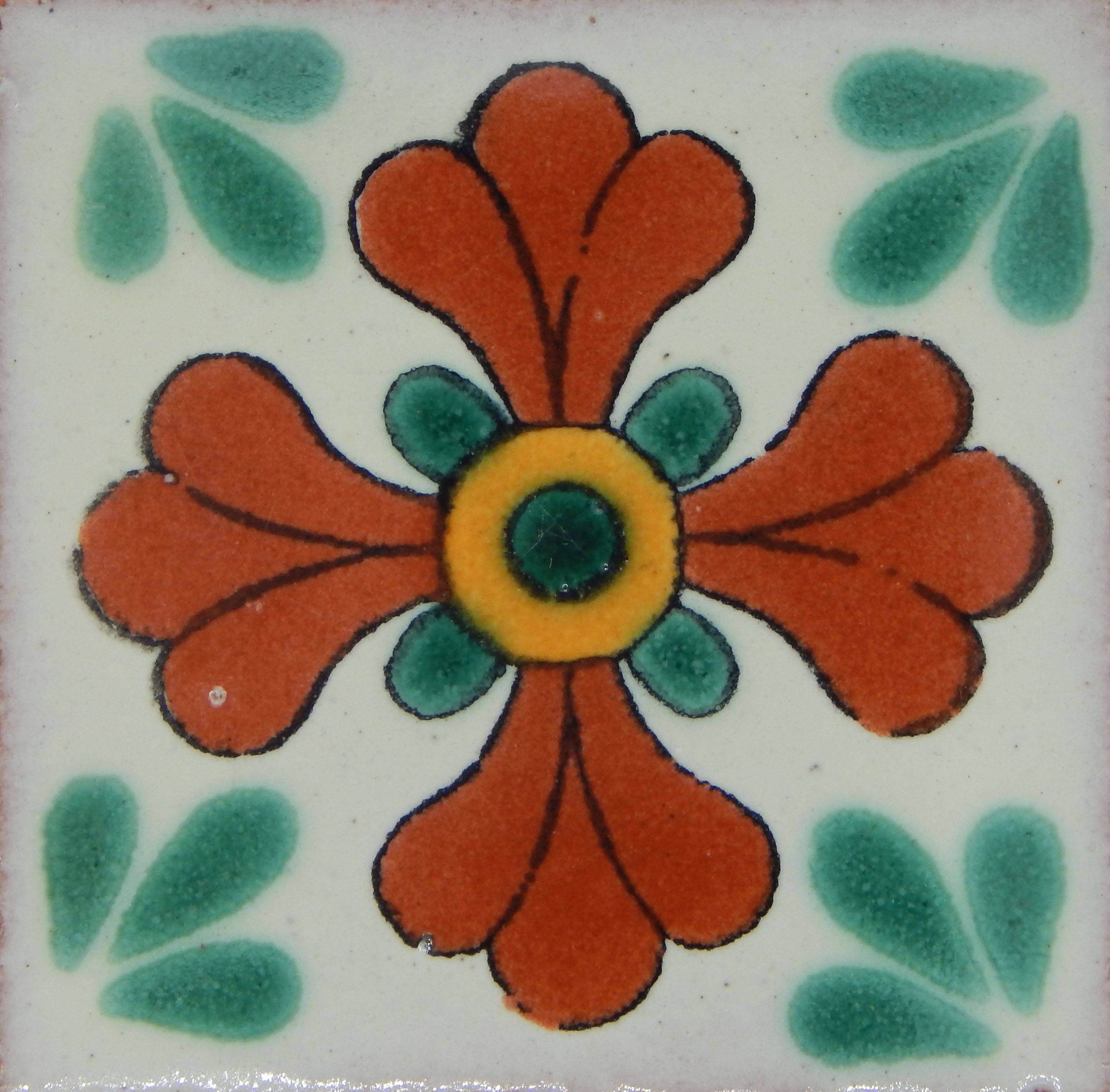 25 Pcs Talavera Mexican Hand Painted Tile Folk Art Tile 2X2 Etsy