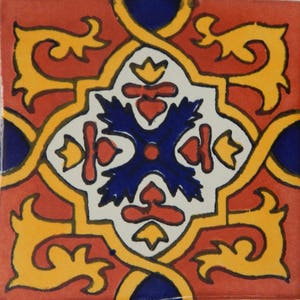 Talavera Mexican Hand Painted Tile Folk Art Sample Tile 4x4 C310