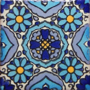50 pcs Talavera Mexican Hand Painted Tile Folk Art Tile 2X2  2-07