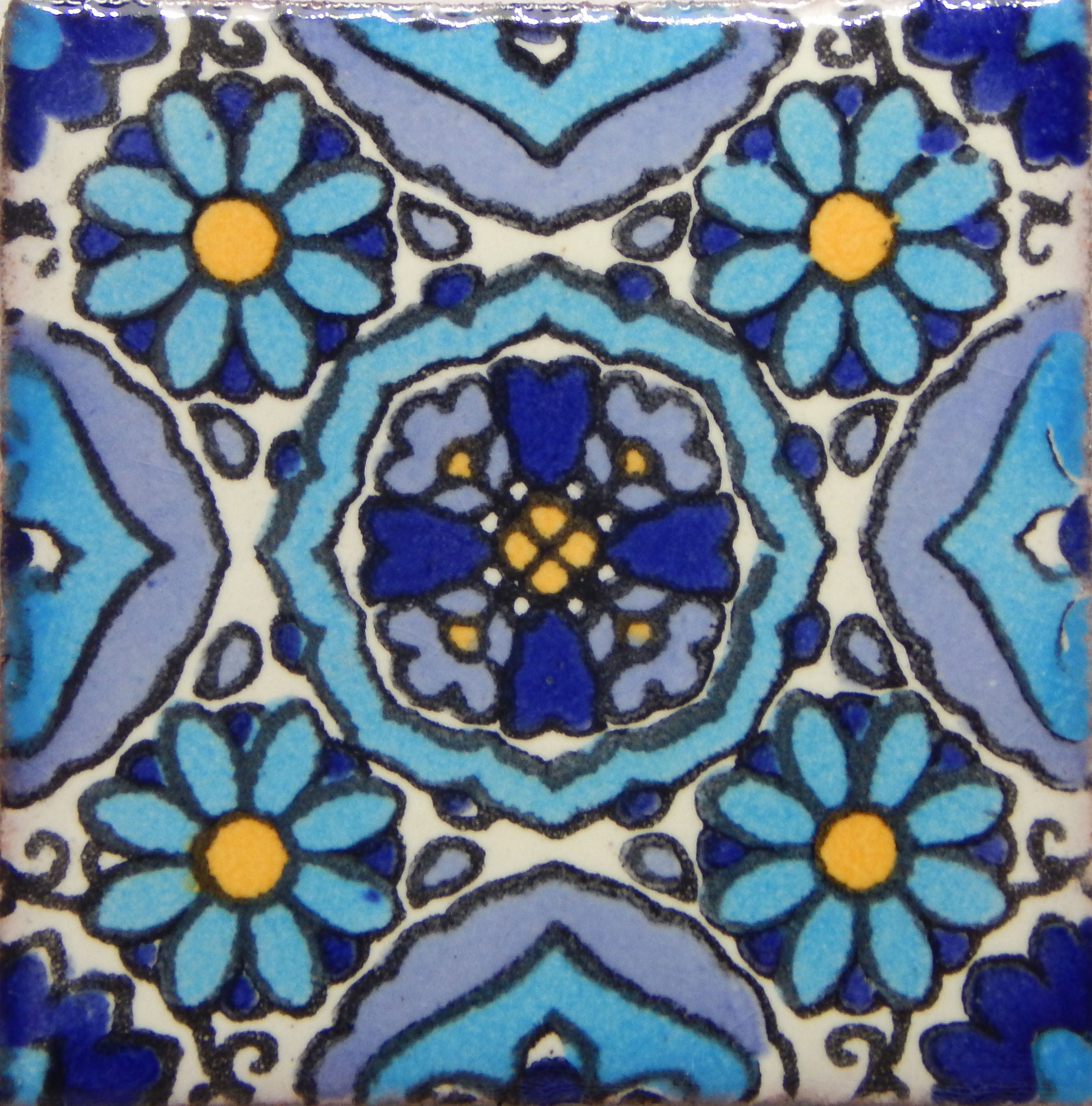 50 Pcs Talavera Mexican Hand Painted Tile Folk Art Tile 2X2 Etsy