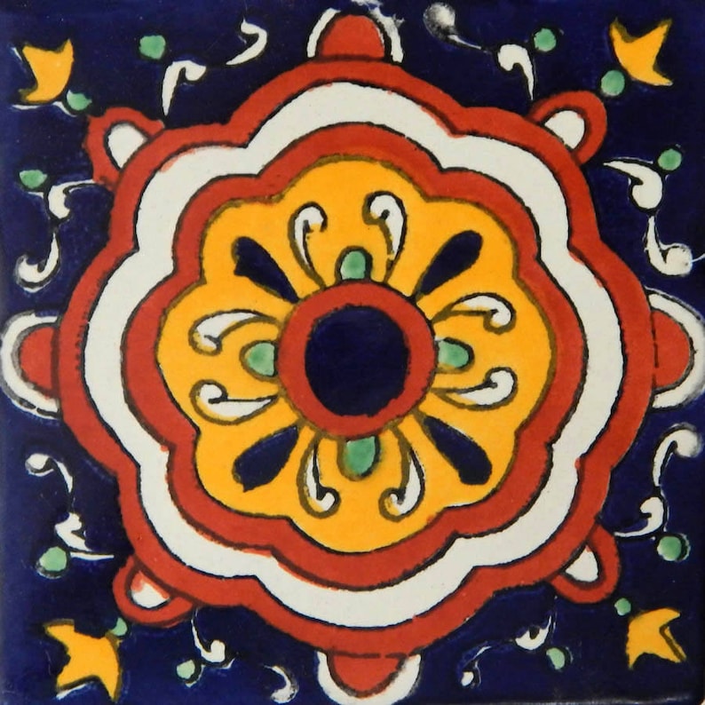 50 Mexican Talavera Decorative Handmade Tiles Folk Art C152