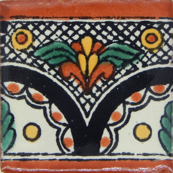 25 pcs Talavera Mexican Hand Painted Tile Folk Art Tile 2X2  2-06