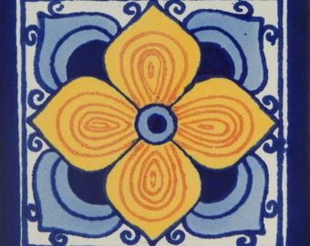 25 pcs Talavera Mexican Hand Painted Tile Folk Art Tile 4x4 C115