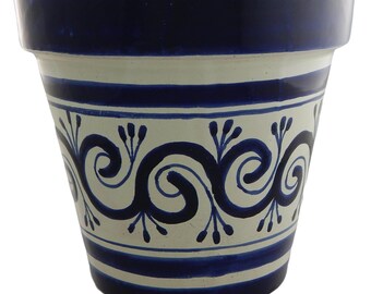 Mexican Ceramic Flower Pot Planter Folk Art Pottery Handmade Talavera # 14