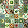 25 Pieces Mexican Talavera Tiles Handmade Green Mixed Designs Mexican Ceramic 4x4 inch