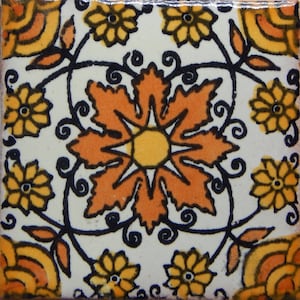 100 pcs Talavera Mexican Hand Painted Tile Folk Art Tile 2X2  2-17