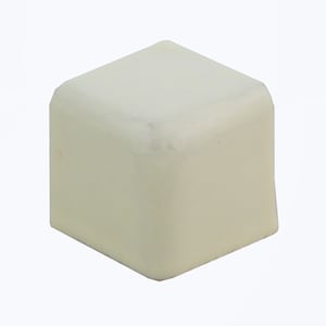 May include: A small, off-white, square-shaped ceramic tile with rounded edges.