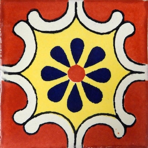 Talavera Mexican Hand Painted Tile Folk Art Sample Tile 4x4 C055