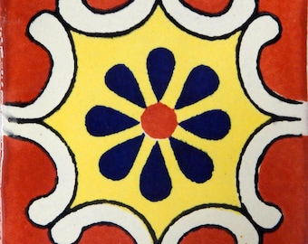 Talavera Mexican Hand Painted Tile Folk Art Sample Tile 4x4 C055