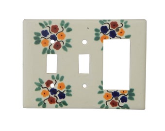 Mexican Handmade Talavera Ceramic Decora Rocker GFCI &  Double Toggle Light Switch Wall Plate Cover Made in Mexico #sp 9034