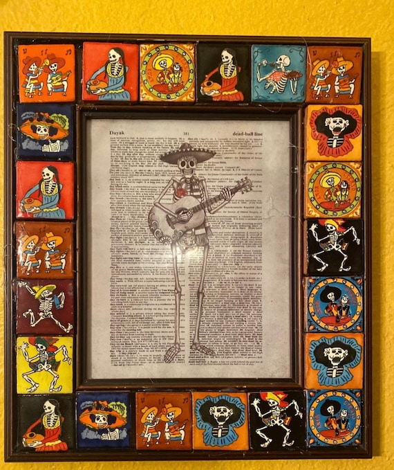 Lake of the Dead 4枚セット 30 Hand Painted Day of the Dead Mexican Talavera Tiles 2