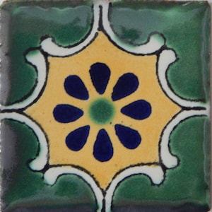 50 pcs Talavera Mexican Hand Painted Tile Folk Art Tile 2X2  2-01