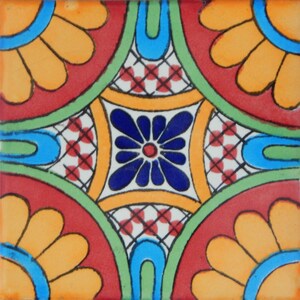 25 pcs Talavera Mexican Hand Painted Tile Folk Art Tile 4x4 C187