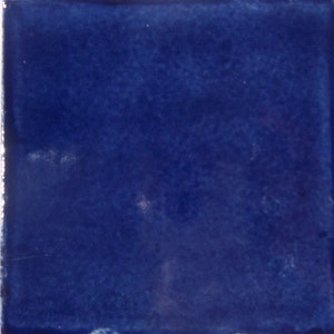 100 Pieces Mexican Talavera Ceramic Tile 4x4 inch, Folk Art, Handmade, Solid Color Washed Cobalt Blue S019