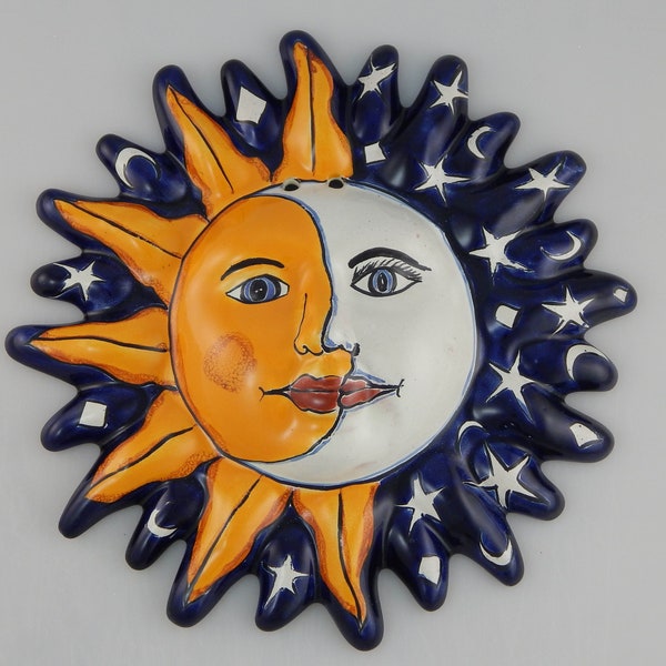 Mexican Talavera Sun Face Hand painted Pottery  Wall Hanging Decor Garden Decor - 17