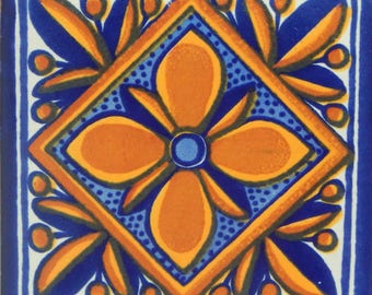 25 pcs Talavera Mexican Hand Painted Tile Folk Art Tile 4x4 C116