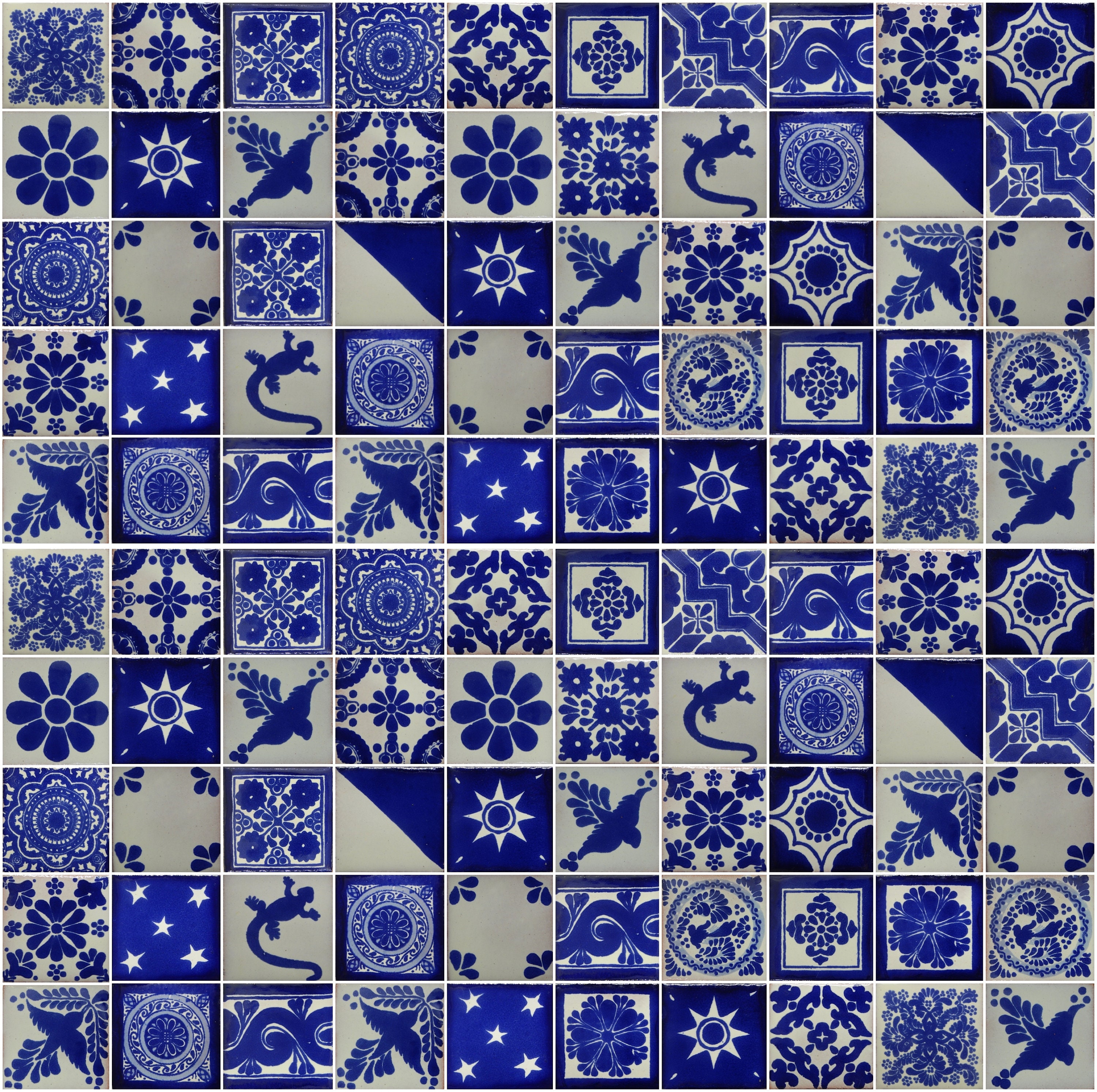 100 Hand Painted Mexican Talavera Tiles X Etsy