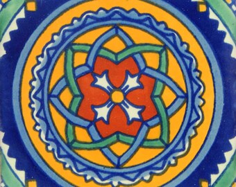 Talavera Mexican Hand Painted Tile Folk Art Sample Tile 4x4 C119