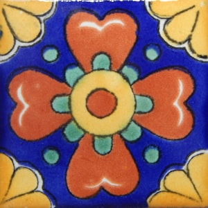 100 pcs Talavera Mexican Hand Painted Tile Folk Art Tile 2X2  2-21