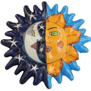 Mexican Talavera Sun Face Hand painted Pottery  Wall Hanging Decor Garden Decor - 22