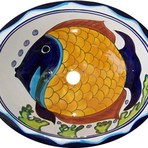 17” X 14” Talavera Mexican Sink Hand Painted Drop-In Folk Art Bathroom Ceramic Sink Handmade #X35