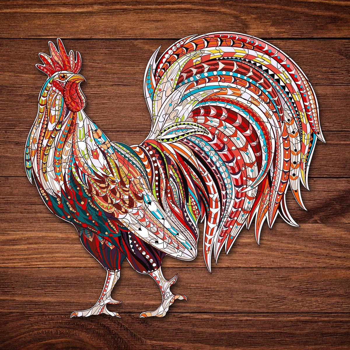 Rooster Wooden Jigsaw Puzzle Chicken Wooden Puzzle Puzzle Etsy UK