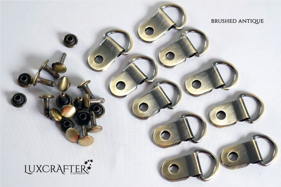 10pk Strap Mount D-ring With Rivet, Polished/brushed Metal