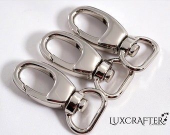 10 Bright Nickel 1/2" J/Snap Hooks for wallets, purses, totes, bags, backpacks, leather, sewing (13mm). Canadian Supplier.