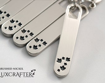 10 Brushed Nickel “Maple Leaf” Zipper Pulls for Purse Wallet Clutch Tote by Luxcrafter 40x8mm (approx. 1-9/16x5/16in). Canadian Supplier.