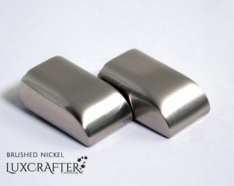 10 Brushed Nickel Solid Metal Zipper / Strap / Cord Ends / End Caps 17x10mm (about 5/8x3/8") by Luxcrafter. Canadian Supplier.