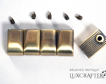 10 Brushed Antique Solid Metal Zipper / Strap / Cord Ends / End Tabs 17x10mm (about 5/8x3/8") by Luxcrafter. Canadian Supplier.