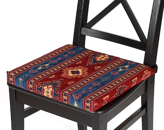 Kilim Chair Pad F55 turkish moroccan persian bohemian southwestern kilim rug dining kitchen living room chair pad cushion cover with ties