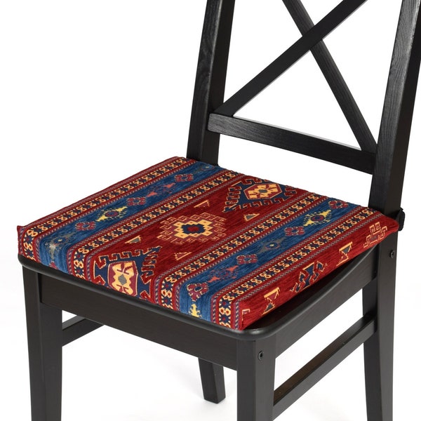 Kilim Chair Pad F55 Turkse Marokkaanse Perzische boho zuidwestelijke kelim tapijt eetkamer keuken woonkamer stoel pad kussenhoes met banden