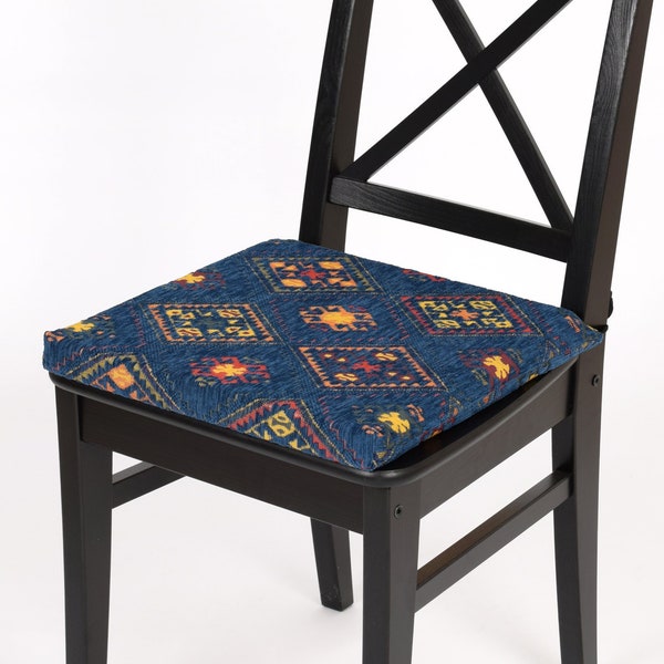 Kilim Chair Pad F13 turc marocain persan boho sud-ouest kilim tapis salle à manger cuisine salon coussin de chaise housse de coussin avec attaches
