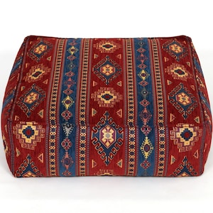Kilim pattern floor cushion cover F55 turkish moroccan persian tribal bohemian kilim rug pouf poef puff bean bag floor cushion floor pillow