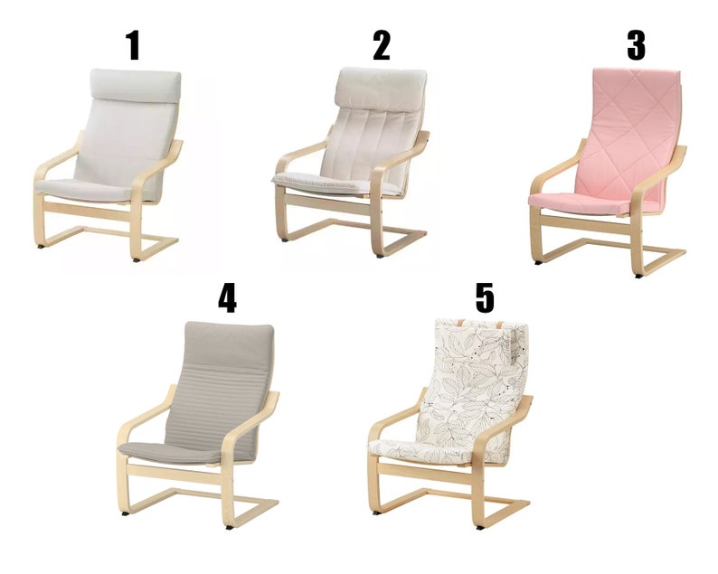May include: Five different chair covers in various colors and patterns. The covers are made of fabric and have a simple design. The covers are numbered 1 through 5.
