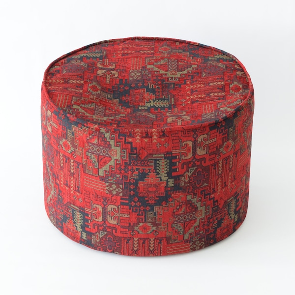 Round kilim pattern pouf cover F02 turkish moroccan persian tribal bohemian round kilim rug pouf poef puff ottoman footstool bean bag