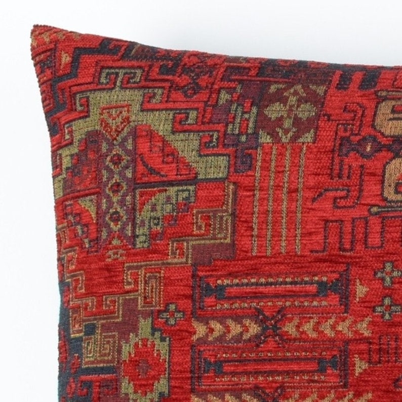 Set of 2 Kilim Pattern Woven Fabric Pillow Cover F02 turkish moroccan persian lumbar bohemian kilim rug pillow cover 12x30 14x36 12x24 14x48 image 3