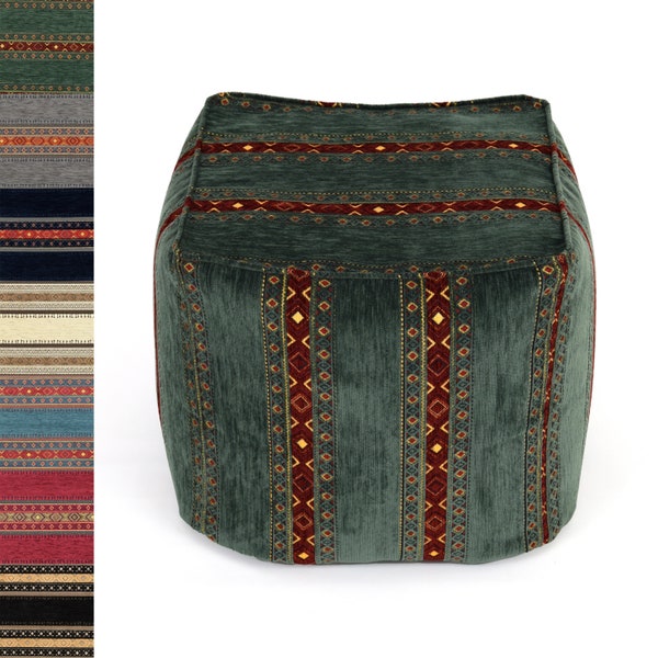 Kilim pattern fabric bean bag pouf cover F69 turkish moroccan persian tribal bohemian square kilim rug pouf poef puff footstool bean bag