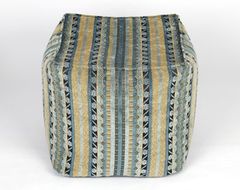 Kilim pattern fabric bean bag pouf cover F33 turkish moroccan persian tribal bohemian square kilim rug pouf poef puff footstool bean bag