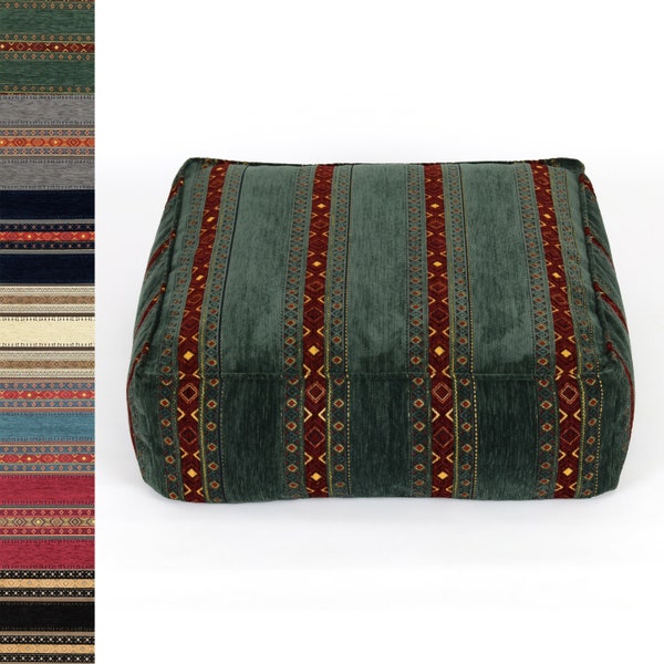 Kilim pattern floor cushion cover turkish moroccan persian tribal bohemian kilim rug pouf poef puff bean bag floor cushion floor pillow