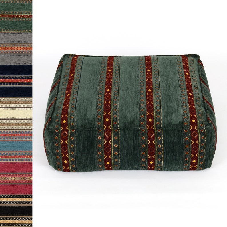 Kilim pattern floor cushion cover turkish moroccan persian tribal bohemian kilim rug pouf poef puff bean bag floor cushion floor pillow