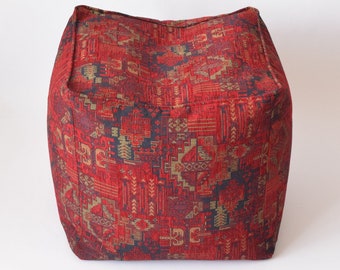 Kilim pattern fabric bean bag pouf cover F02 turkish moroccan persian tribal bohemian square kilim rug pouf poef puff footstool bean bag