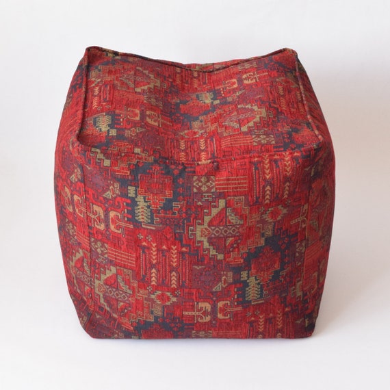 Kilim pattern fabric bean bag pouf cover F02 turkish moroccan  tribal bohemian square kilim rug pouf poef puff footstool bean bag