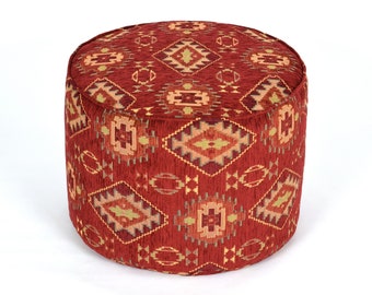 Round kilim pattern pouf cover F25 turkish moroccan persian tribal bohemian round kilim rug pouf poef puff ottoman footstool bean bag