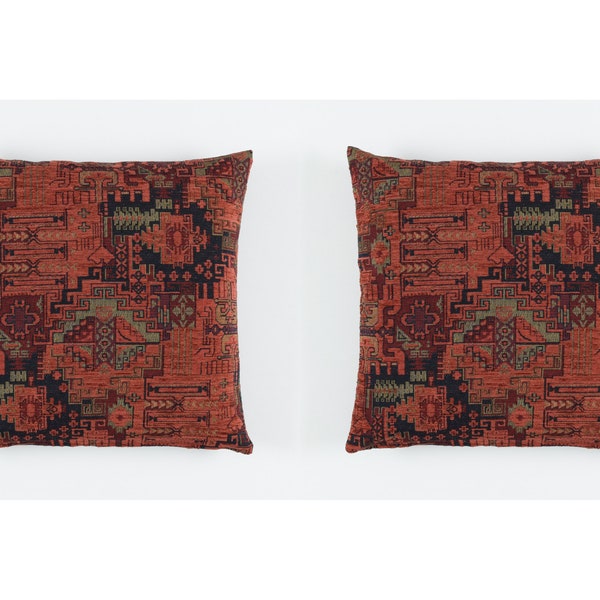 Set of 2 Kilim Pattern Woven Fabric Pillow Cover F37 turkish moroccan persian tribal bohemian kilim rug pillow 16x16 22x22 24x24 26x26